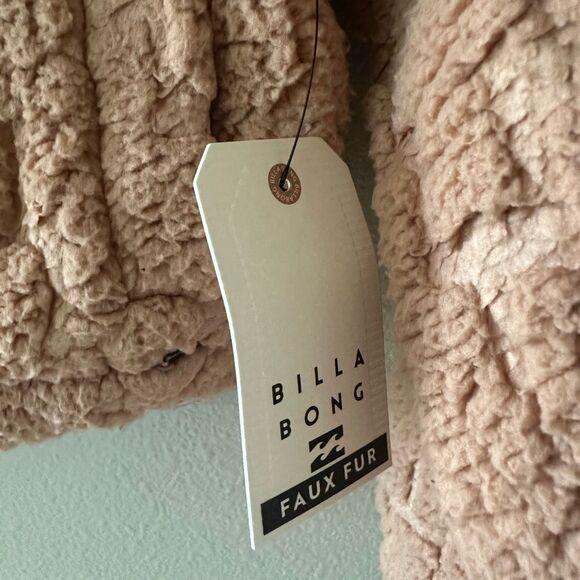 NWT Billabong Marlowe Hoodie Mauve Sherpa Fleece Teddy Full Zip Jacket Size M - Picture 4 of 11